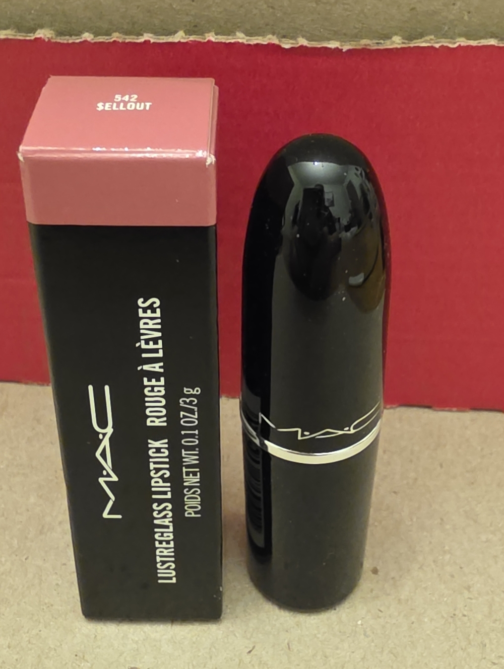 MAC LUSTREGLASS SHEER-SHINE LIPSTICK SELLOUT/pinky Nude With Silver Pearl. BNIB - Picture 6 of 7